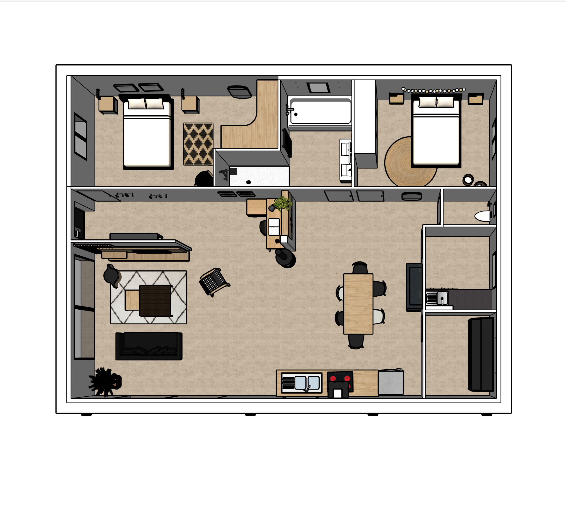 Aménagement 3D d’une maison de 100 m2